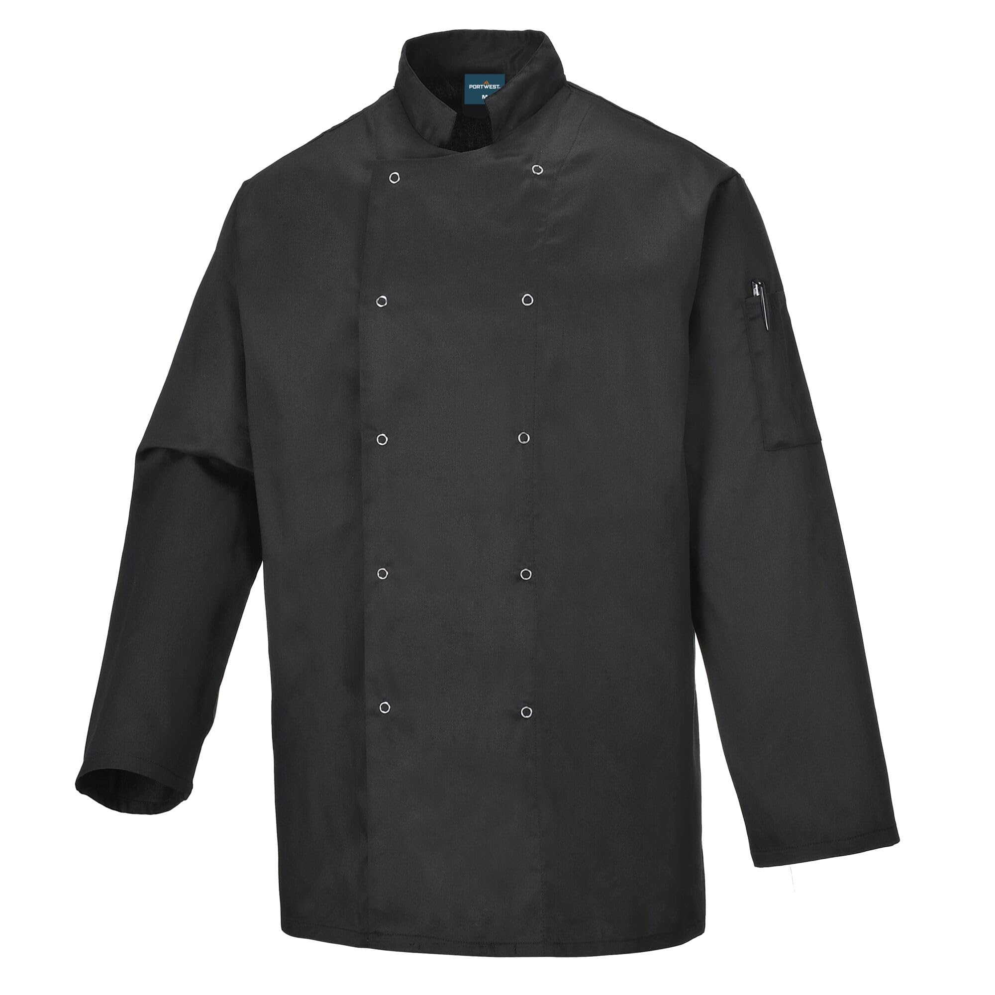 Portwest Suffolk Kochjacke, Größe: XXXL, Farbe: Schwarz, C833BKRXXXL