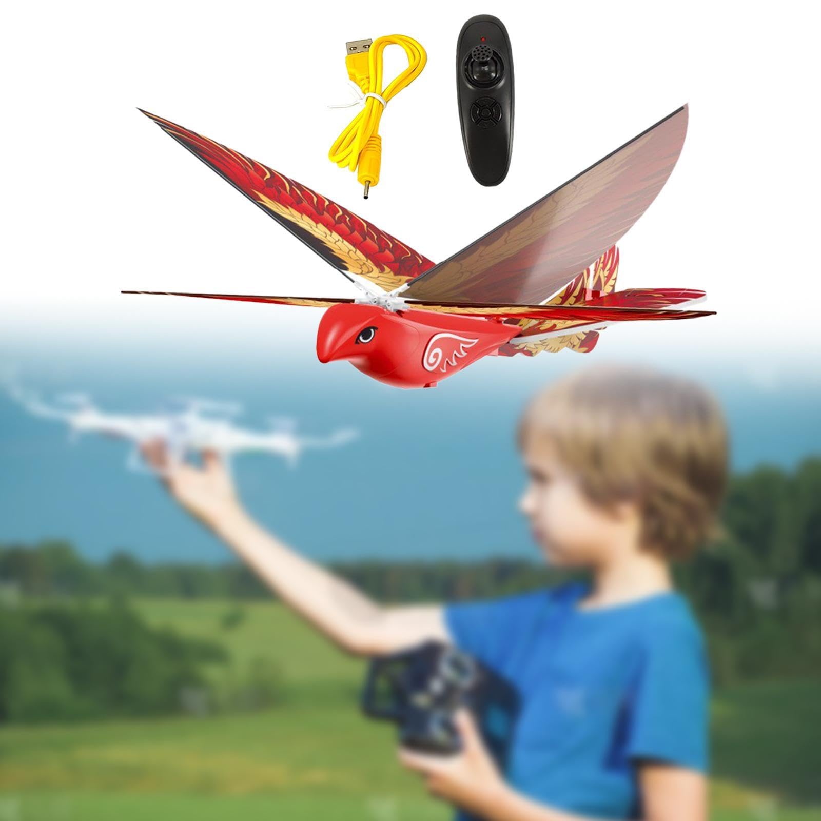 Pájaro Volador RC con Mando, Juguete de Pájaro Eléctrico, Rojo, Individual