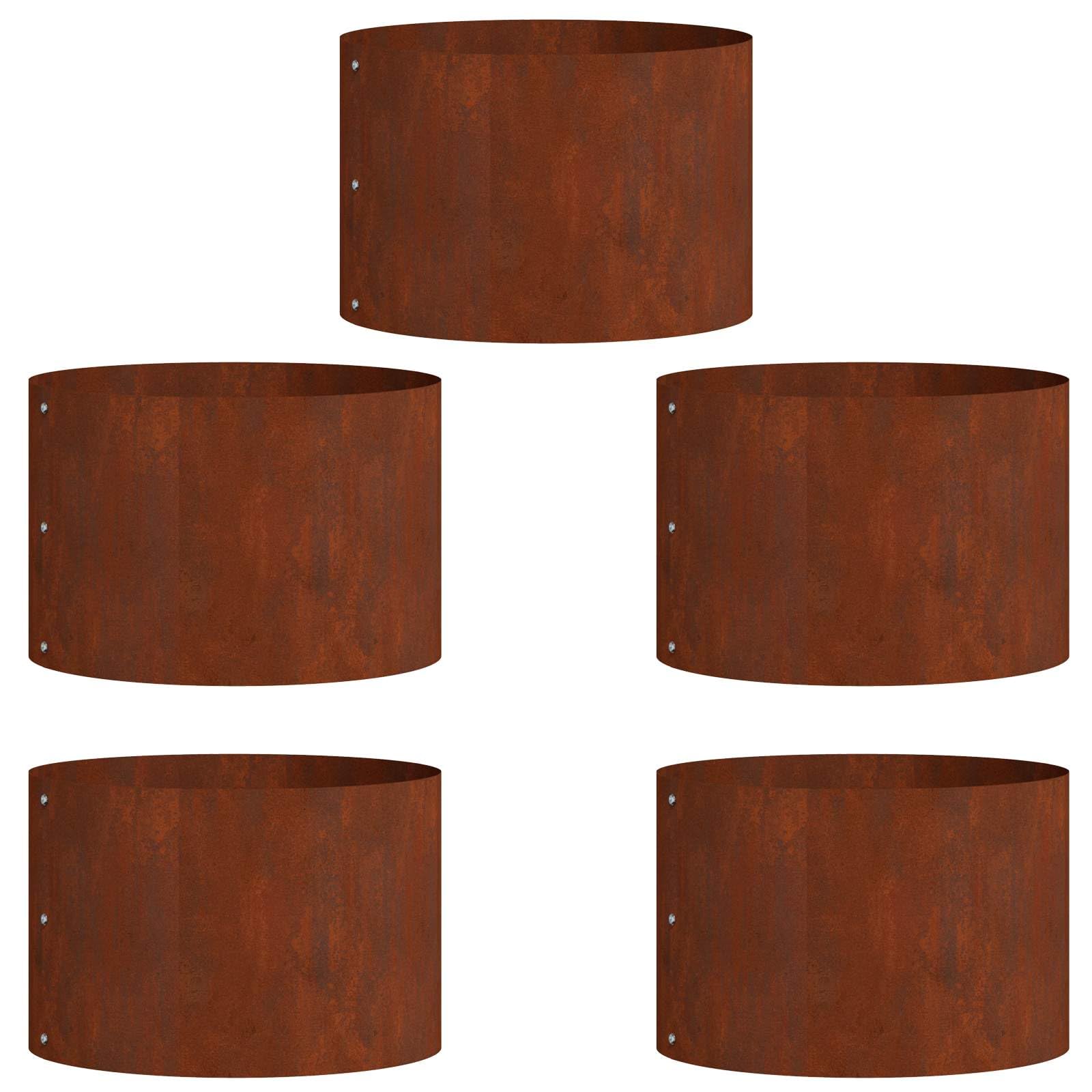 Anneau de Jardiniere 5 Pcs Acier Patine Marron 30x30x20 cm