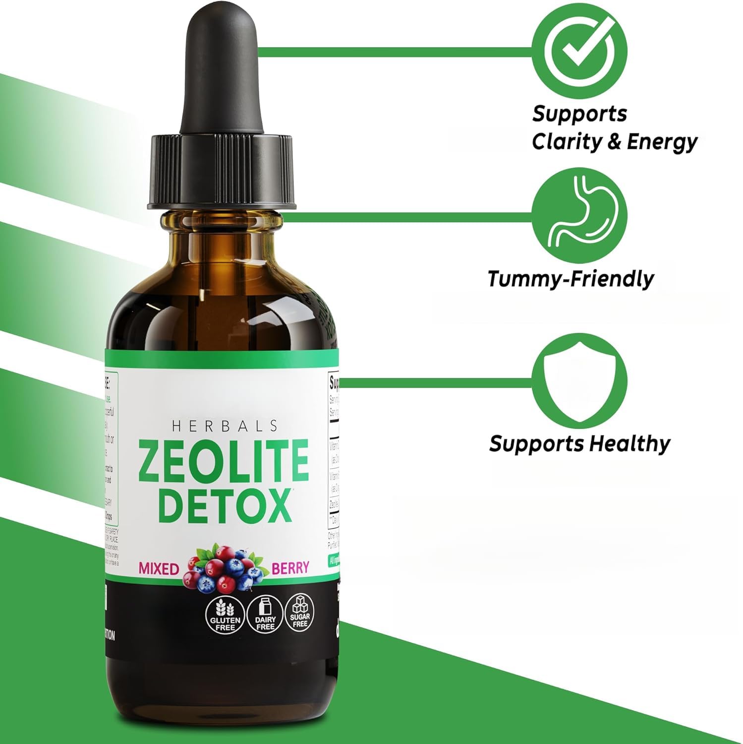 Gouttes Liquides de Zéolite Clinoptilolite avec Vitamines, Nettoyage Quotidien Doux, Soutien à la Concentration et à la Parole, Arôme Baie