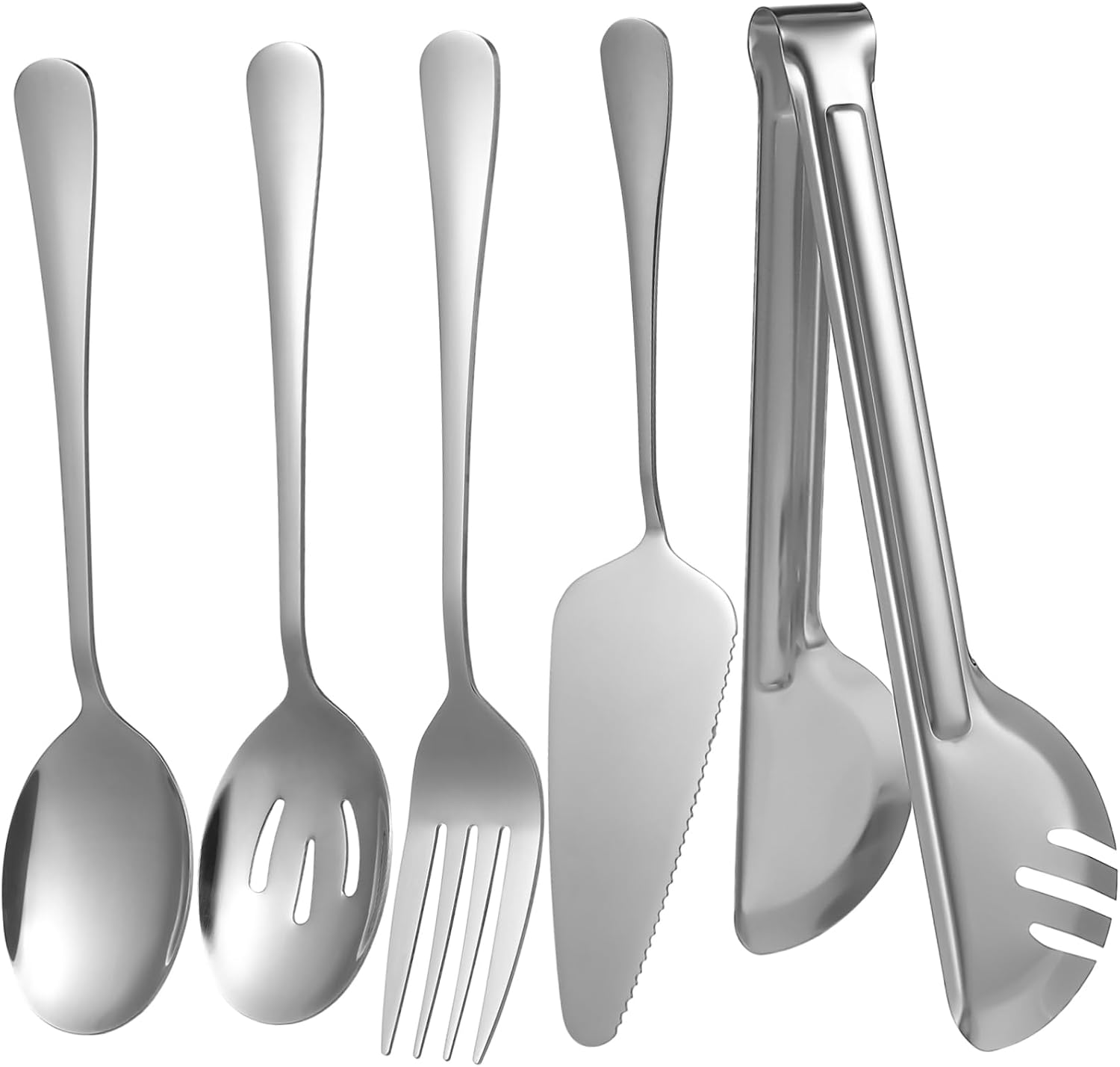 ULTECHNOVO 1set Elegant Stainless Steel Salad Server Utensil Collection for Dinner Catering Picnics Buffets Modern Design Multipurpose Use Dishwasher Safe