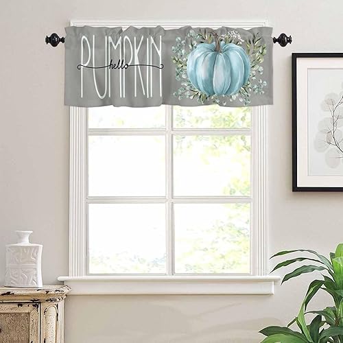 Miniatura 3 de Cenefa de cortina de 54 x 18 pulgadas, cenefas de ventana de Acción de Gracias, cortinas con bolsillo para barra, cortina corta de otoño para