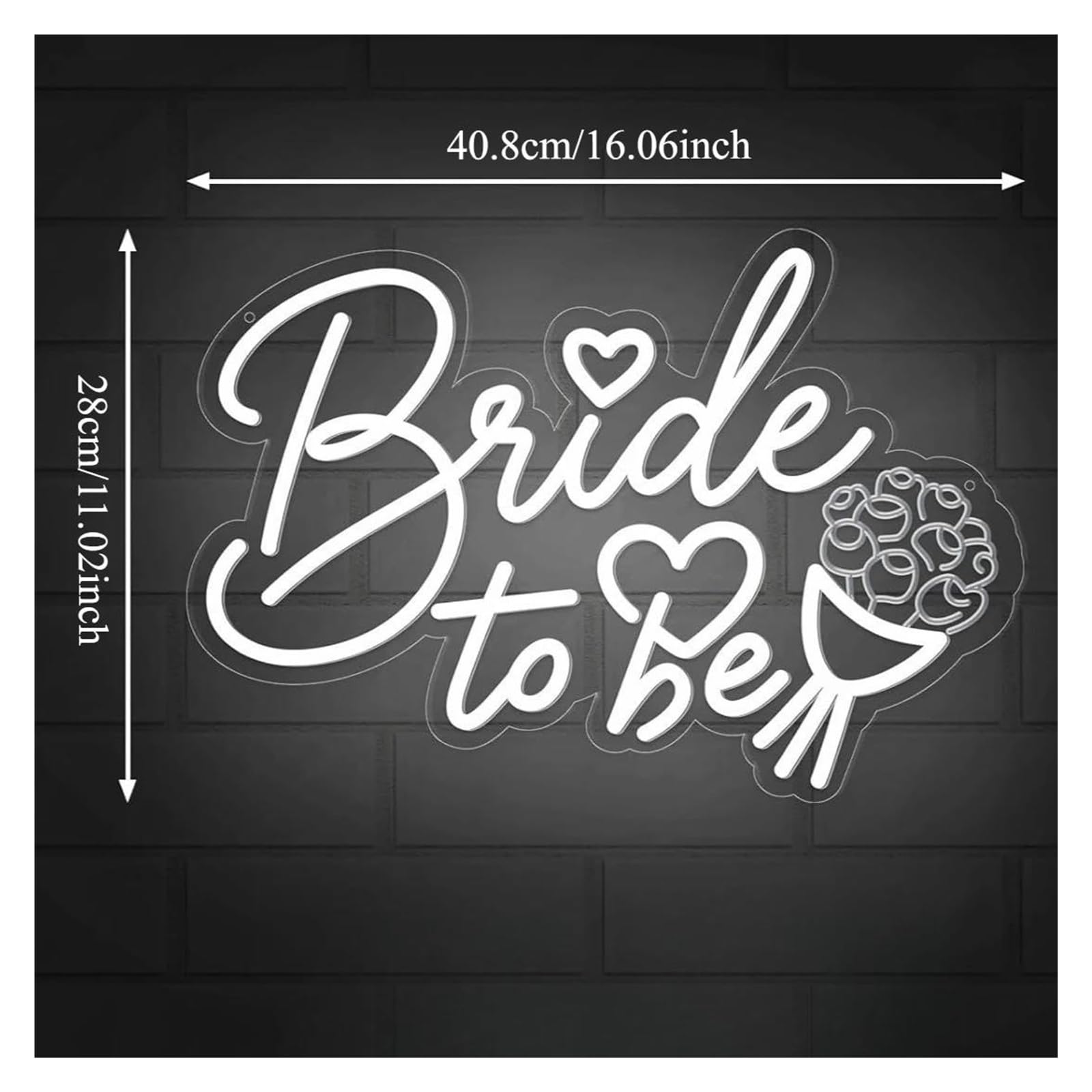 XENITE Luces Art Decoration Christmas Letrero De Neón Bride To BeCon Atenuación USB Para Bodas, Fiestas, Dormitorios, Compromisos, Decoración De Pared,38x30cm