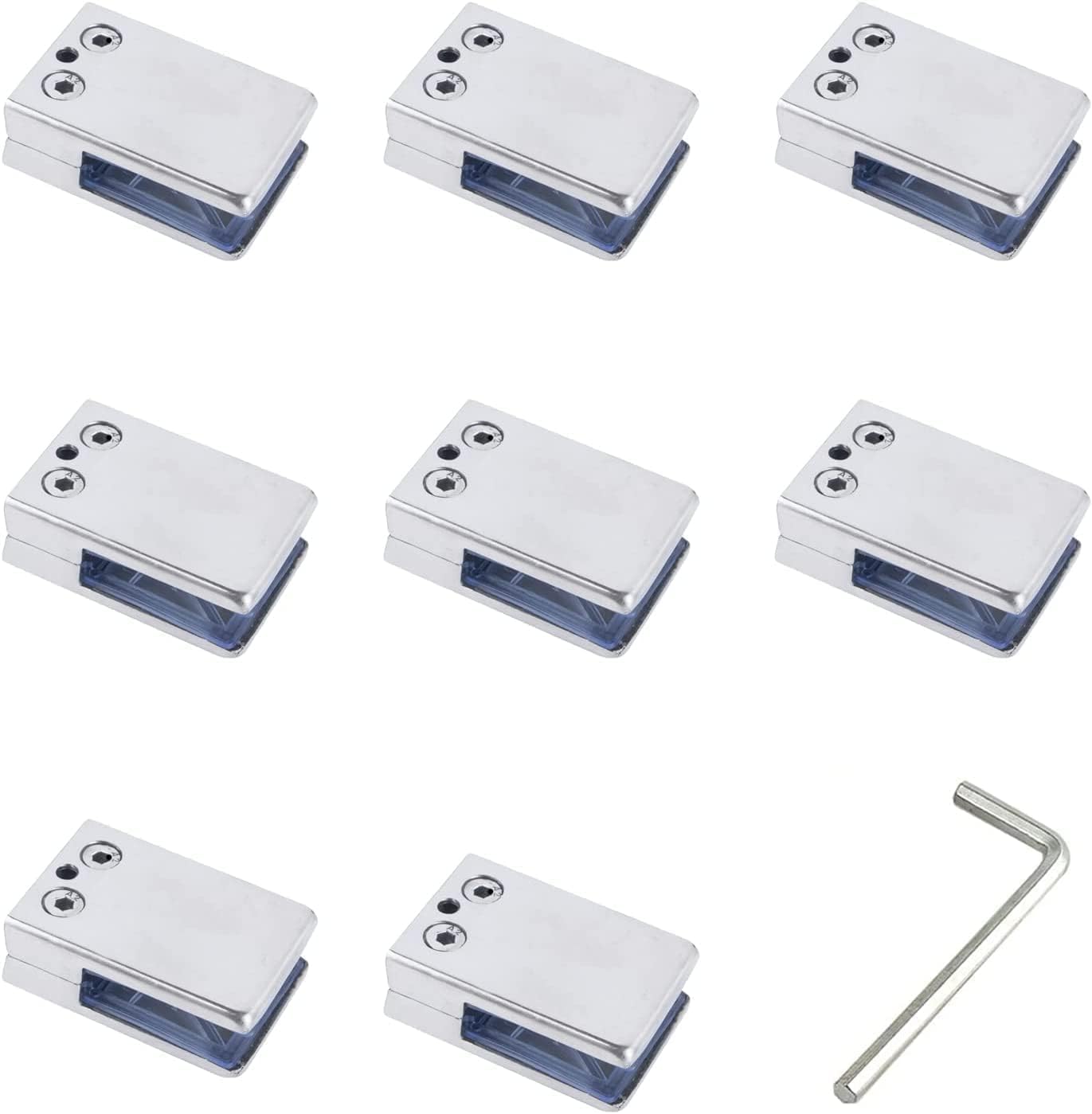 Jvfbjlf 10~12Mm 8Pcs Square Glass Clamps Glass Railing Tap Glass Brackets Stainless Steel Railing Clamps Spigot Clamp Glass Clips(10~12Mm)