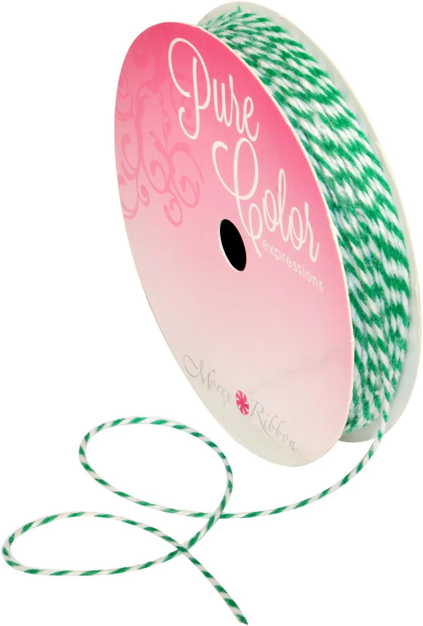 Morex Ribbon 1201.02/00-602 Polyester Baker's Twine Craft Supplies, 1/16" by 700 yd, Light Blue/White
