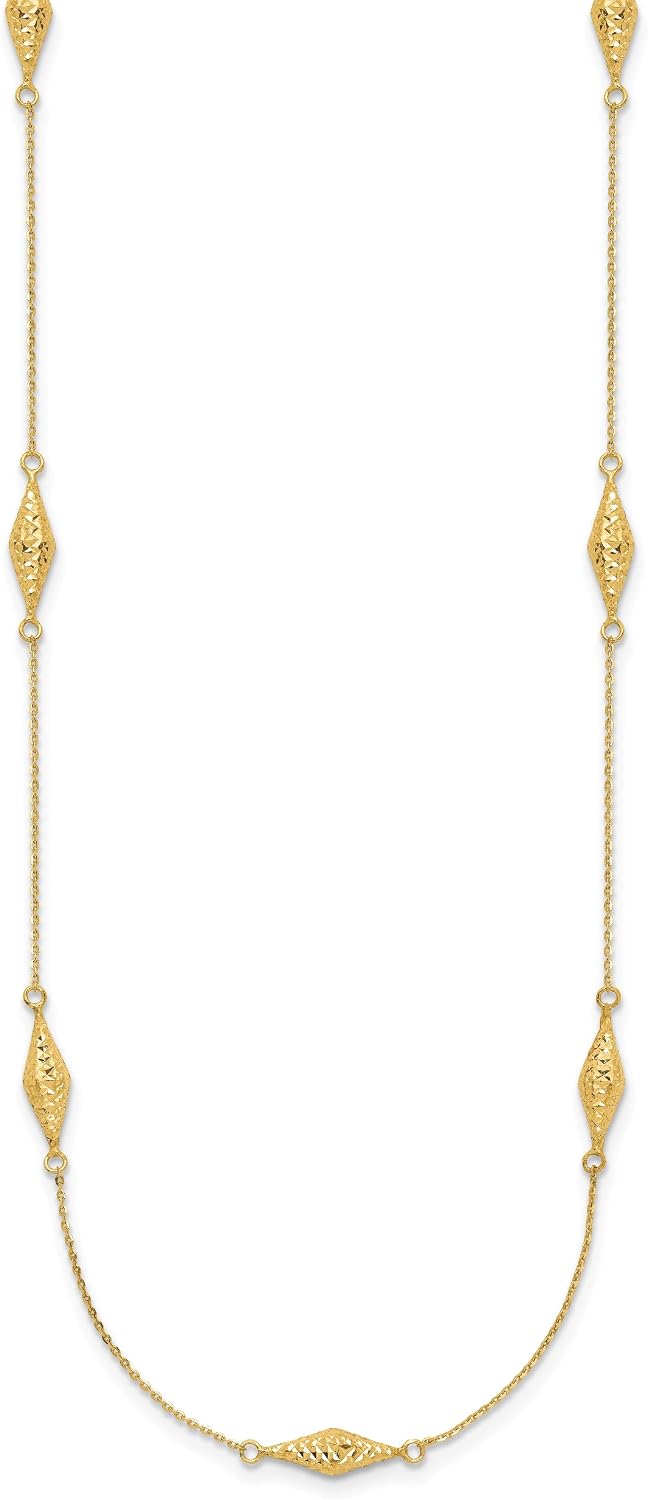 IceCarats 14K Solid Yellow Gold Small Beaded Pendant Necklace 18mm 3/4 inch Diamond Cut For Her
