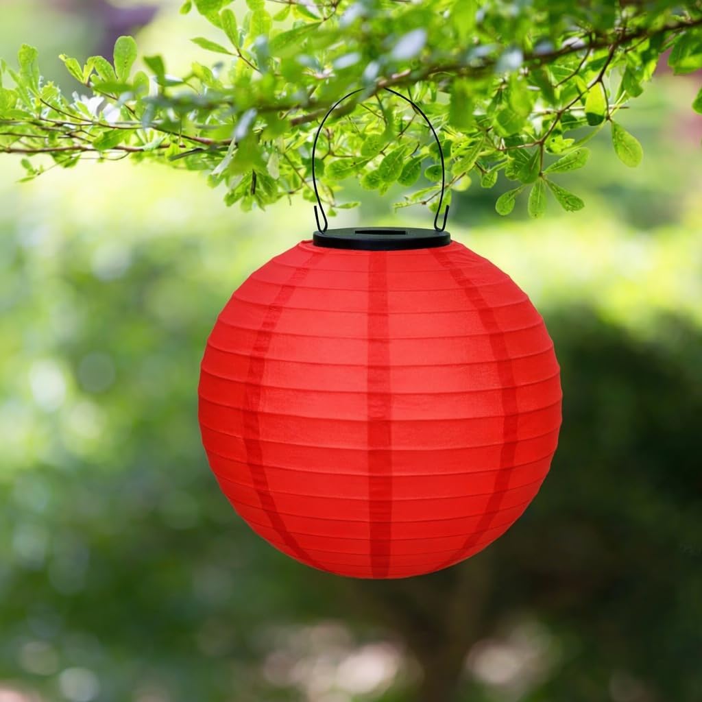 - XERGY Solar-Powered Decorative Fabric Hanging Lanterns with Automatic On/Off, Waterproof Outdoor Lights for Garden, Patio, Weddings & Parties