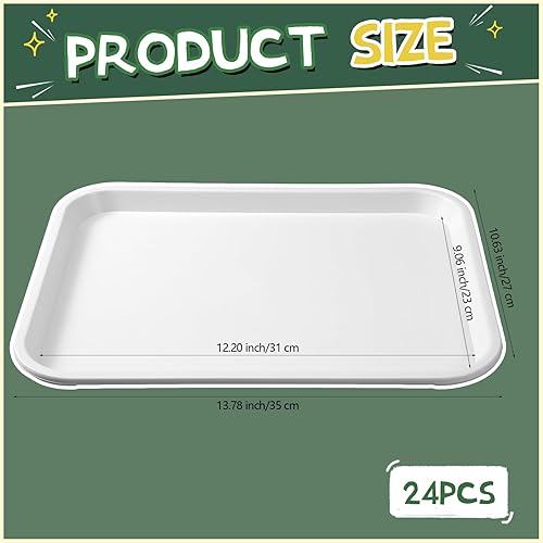 Miniatura 3 de Mifoci 24 bandejas de comida rápida a granel, bandejas de plástico para servir de 14 x 11 pulgadas, bandejas rectangulares para cafetería,