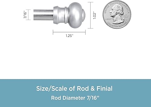 Miniatura 3 de Kenney Ashby Petite Café - Barra decorativa para cortina de ventana de 716 pulgadas, 28-48 pulgadas, plateado satinado