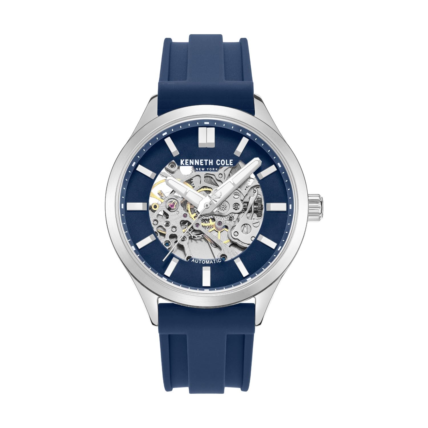 Automatic Blue Round Dial Men's Watch | Silicon Strap Material | Watches for Man Analog - KCWGZ0103703MNW-image-13
