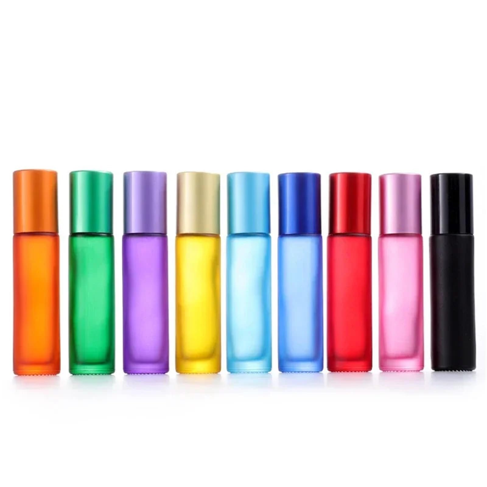 FVDZRFIE Oil Roller Bottles 5PCS 5ml 10ml Thick Glass Roll On Bottles Gradient Color Sample Test Essential Oil Vials With Roller Empty Bottle For Travel