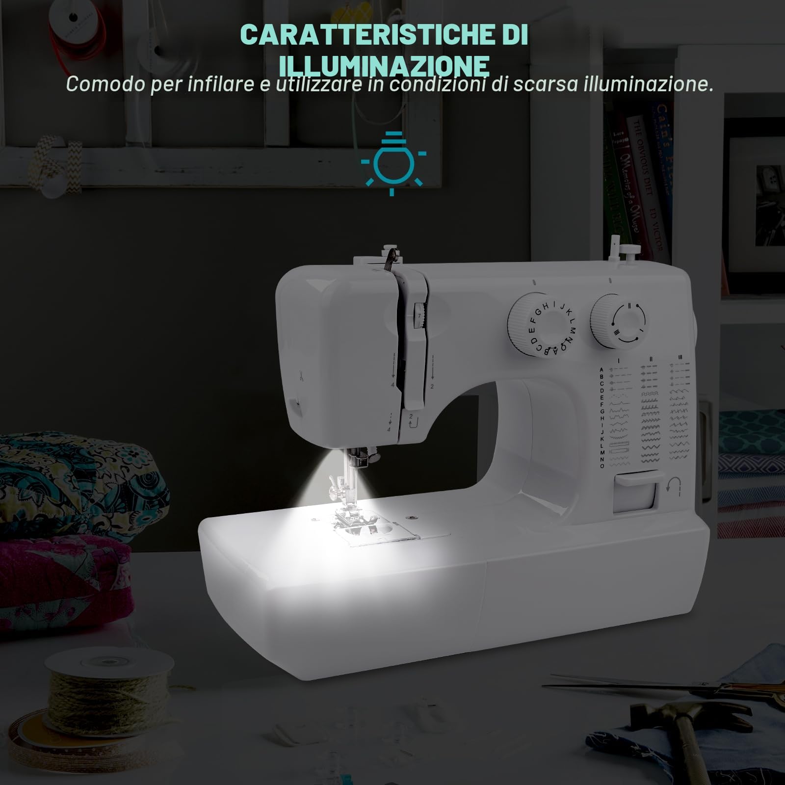 818 Macchina da cucire Mini per la casa, macchina da cucire elettrica a 45 punti con kit di cucito da 42 pezzi per bambini, adulti e principianti