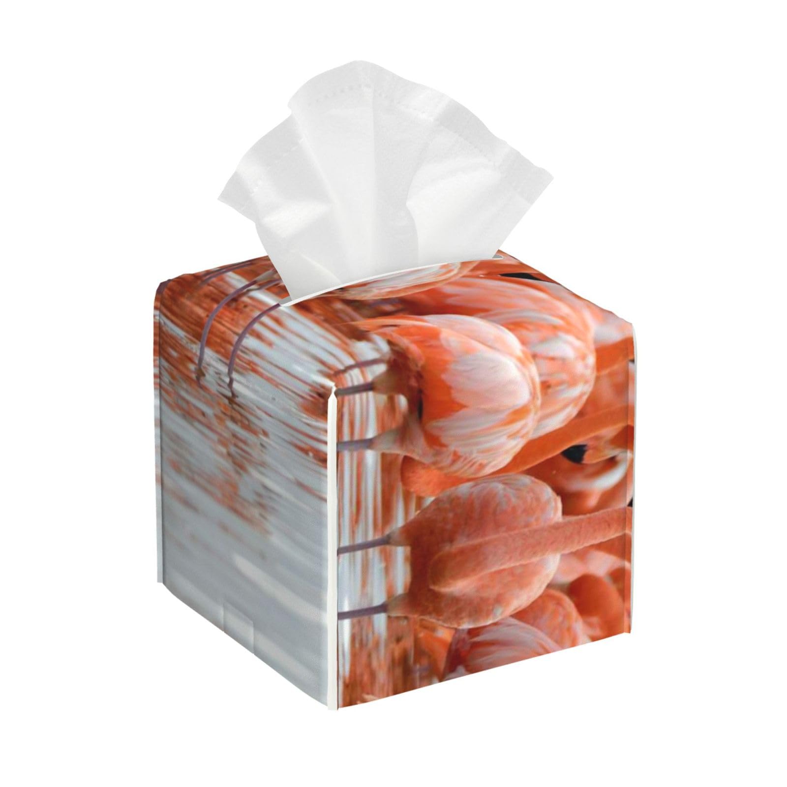Flock of Greater Flamingos PVC Cube Tissue Pack for Home Office Bathroom Use
