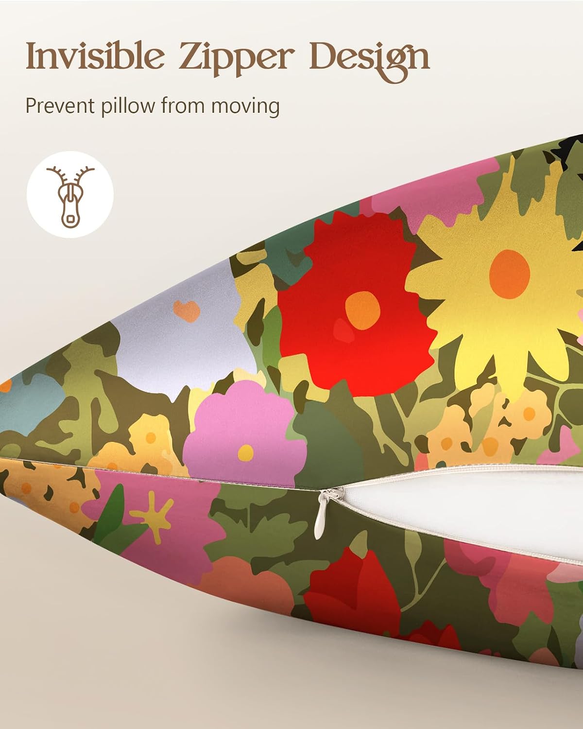 Miss Adola Satin Body Pillow Cover with Zipper - 20x54 Inch Silky Long Pillow Case for Women Ladies Adults Soft Bed Decorative Cute Boho Large Body Pillowcase for Hair and Skin, Cat in Flower image 5