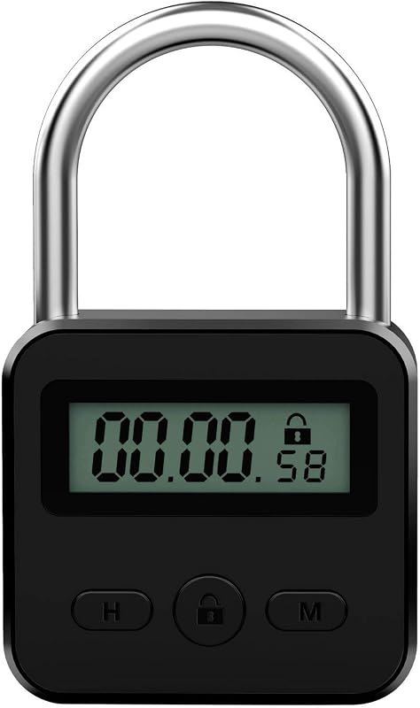 Candado con temporizador de metal - Candado de tiempo electrónico con pantalla LCD - Recargable por USB (Negro)