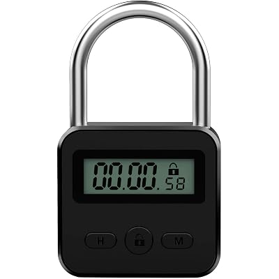 Metal Timer Lock - Electronic Time Padlock with LCD Display - USB Rechargeable (Black)