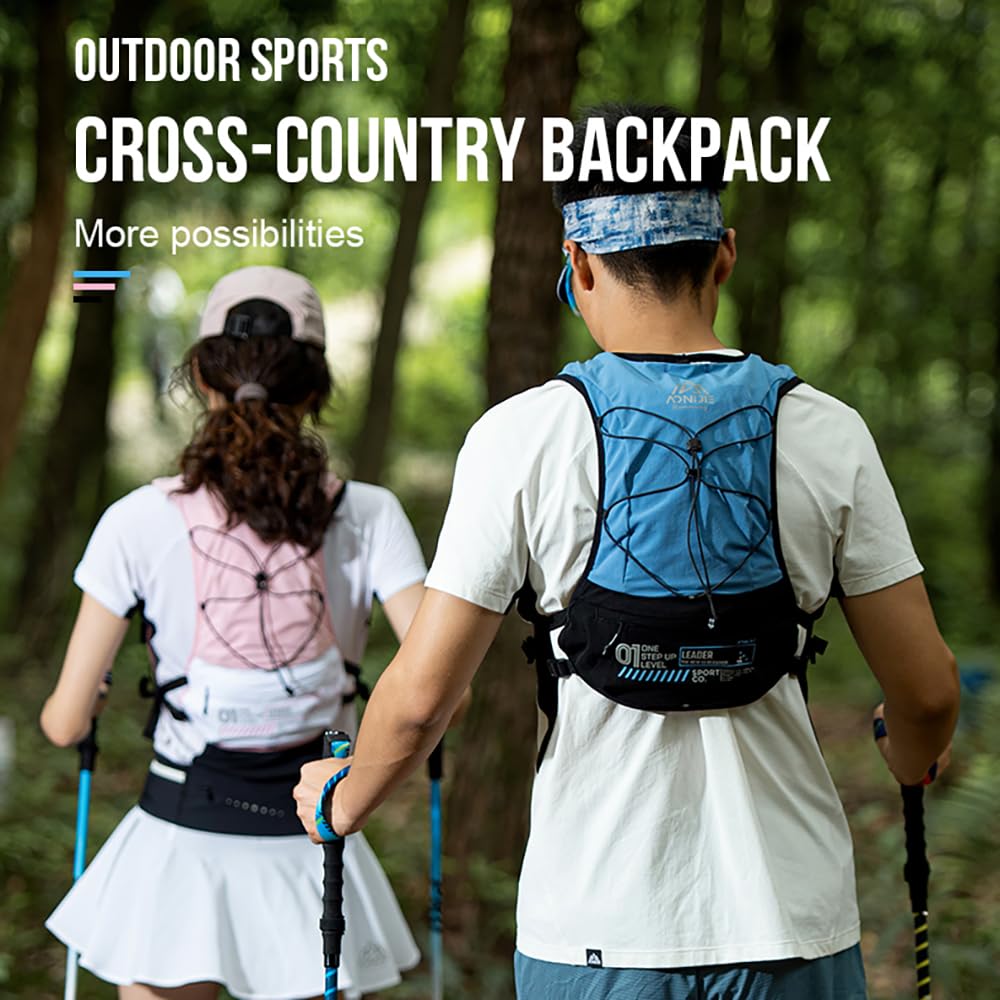 AWKSPORTS 5L Running Hydration Vest Backpack for Men Women, Adjustable & Lightweight, Front & Back Pockets for Essential Storage (Pink with 1.5L Bladder)