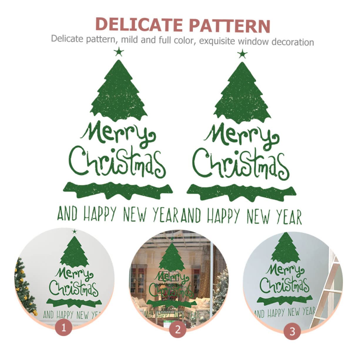Amosfun 5 Juegos Vinilo Decorativo Árbol De Navidad Ventana Fiesta De Navidad Adornos Navideños Para El Dormitorio Calcomanías Decoración Navideña Green De Polivinilo 2 Hojas * 5