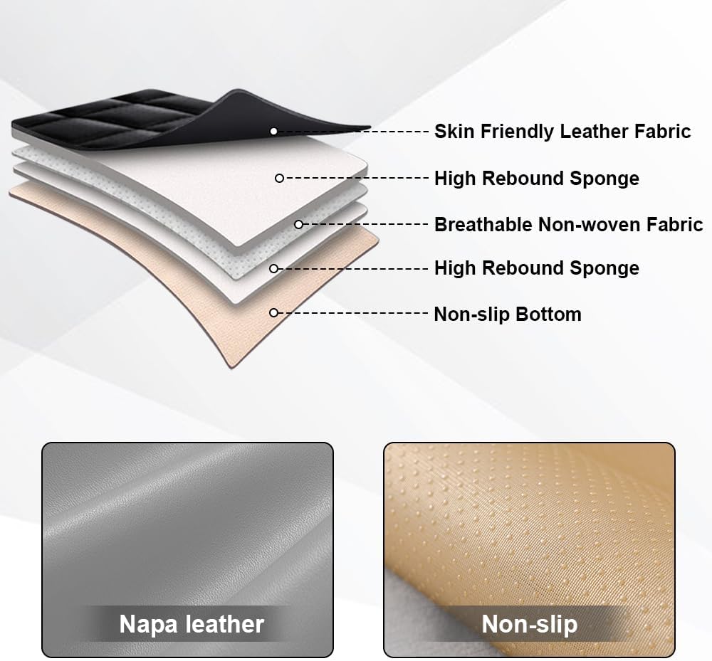 Seat Covers Fit for Cadillac XTS 2012-2019 Nappa Faux Leather Car Seat Covers, Breathable and Comfortable seat Cover, Car Seat Protector Interior Accessories(Black Gray,Front Set)