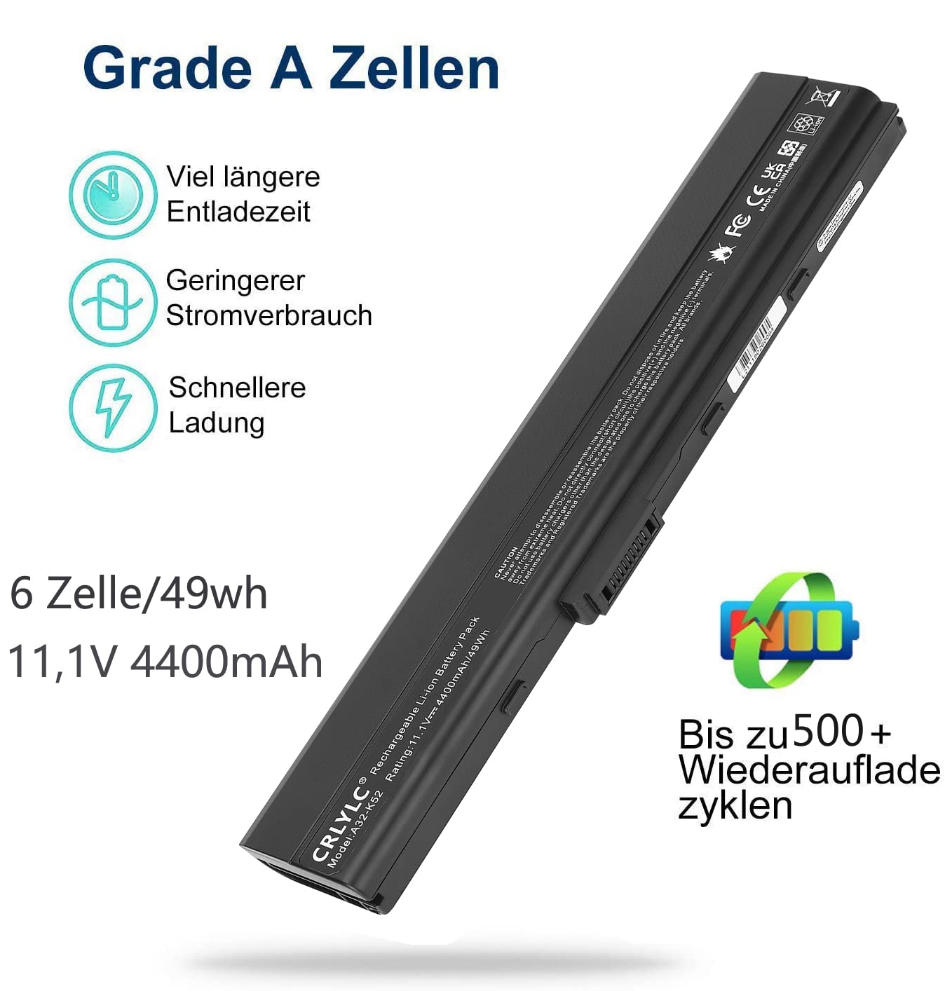 A32-K52 batería de para Portátil ASUS A31-K52 A31-B53 A41-K52 A42-K52 K52 K52F K52J K52JB K52JC K52JE K52JK K52D K52DE K52DY K52N X52 X52F X52J X52JB X52JC X52JE K52JR K52JT X52N A52F A52J A52N