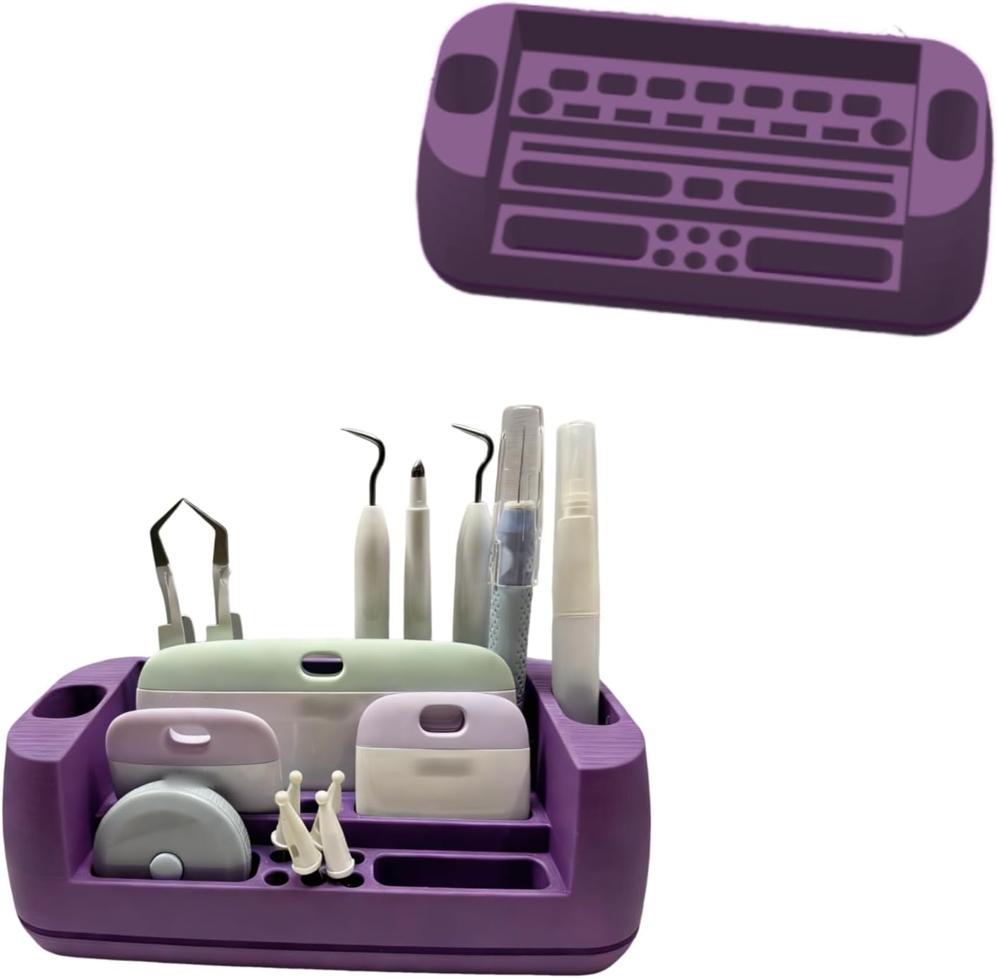 Craft Tool Organizer for Cricut Maker Pens Scissors Weeding Tools Compact Portable Storage Box (Pink, B)