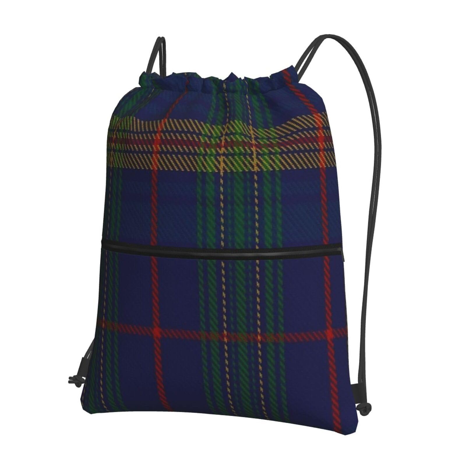Paruiny Jenkins Of Wales Clan Family Tartan Trendy Drawstring Backpack With Zipper Compartments – Unisex Outdoor Leisure Bag For Running, Yoga, Travel