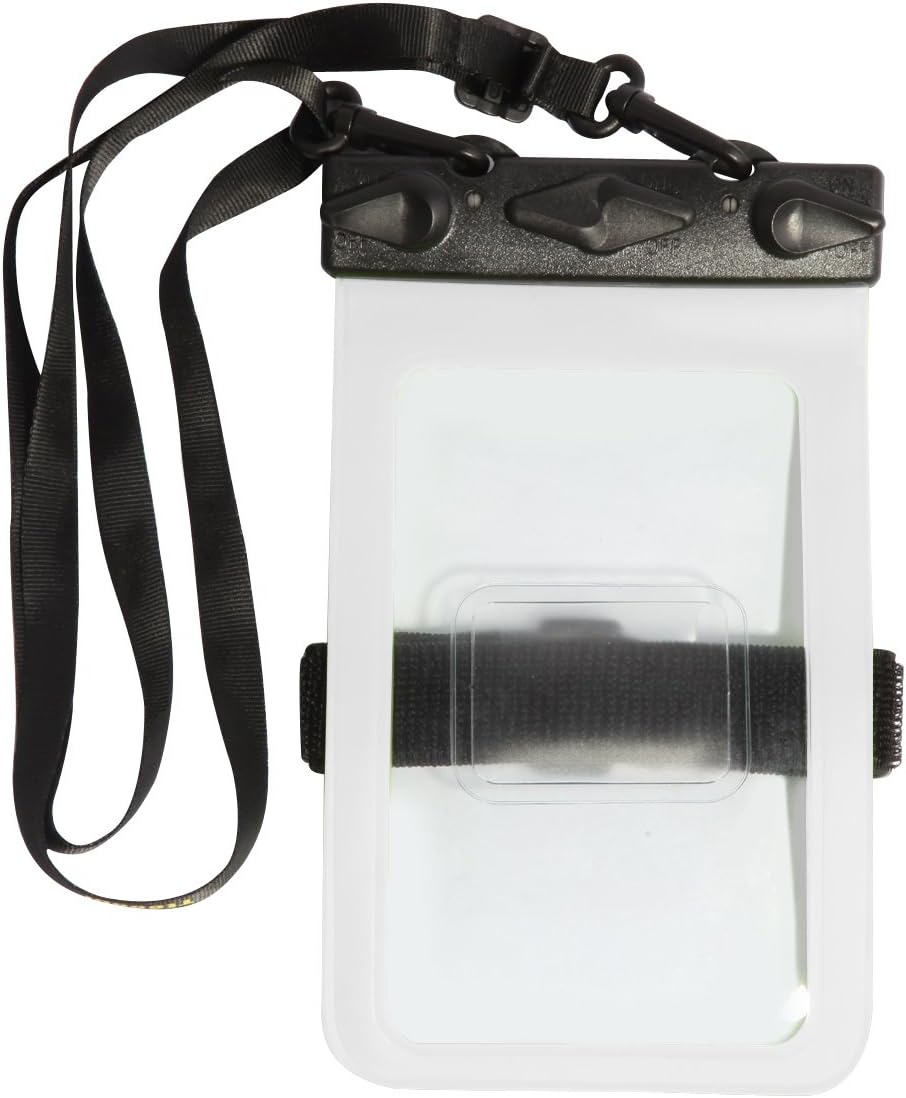 FiveJoy Premium Waterproof Phone Case (Medium - Clear) – IPX8 Certified to 65 Feet (20 Meters) - Two Sizes Available - Small Size Fits Phones Up to 4.8” Diagonal Size (iPhone 5, iPhone 5s, Nexus 5, Moto X, Moto G) and iPod, MP3 – Medium Size Fits Phones Up to 5.5” Diagonal Size (Samsung Galaxy S5, HTC One, LG G2, Samsung Galaxy Note 2/3, iPhone 6, iPhone 6 Plus) - Armband & Neck Lanyard Included – Four Colors Available (Clear, Green, Blue, Orange)