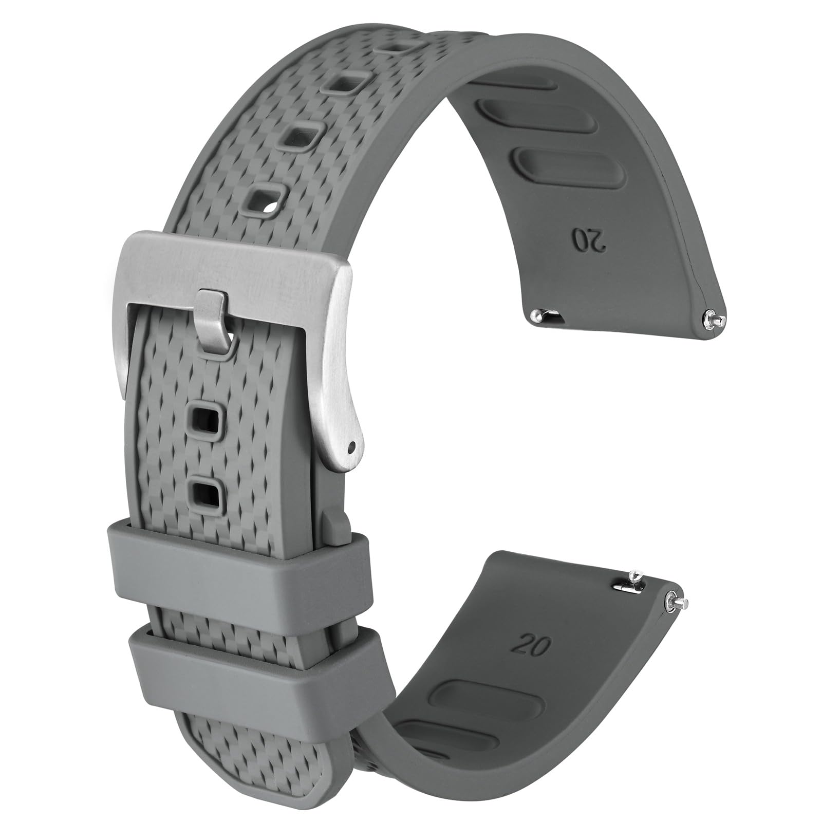 Anbeer Fluor Kautschuk Uhrenarmband, 20mm 22mm Schnellspanner, strukturiertes Rasterarmband mit matter Edelstahlschließe