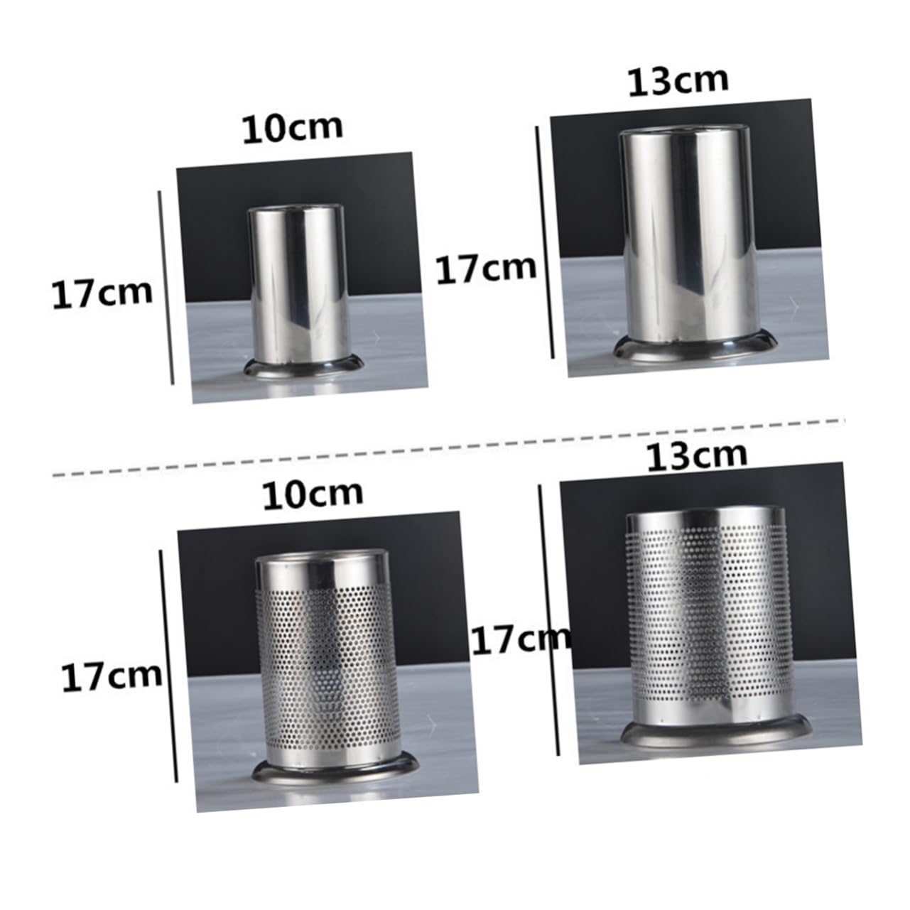 Zerodeko Stainless Steel Utensil Organizer with Drain Thicken Holder for Countertop Storage Cooking Tool Storage