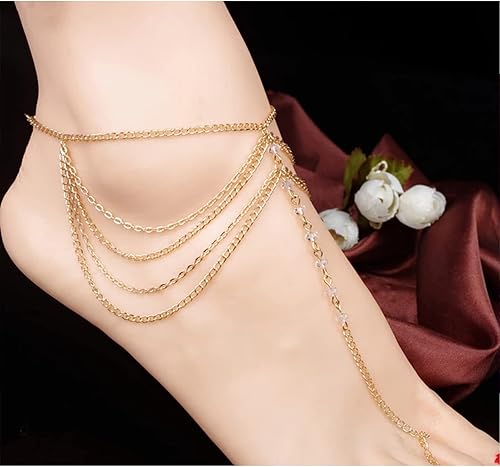 Miniatura 2 de Sandalias descalzas para mujer, con borlas de playa, tobillera, cadena descalza, joyería para pies