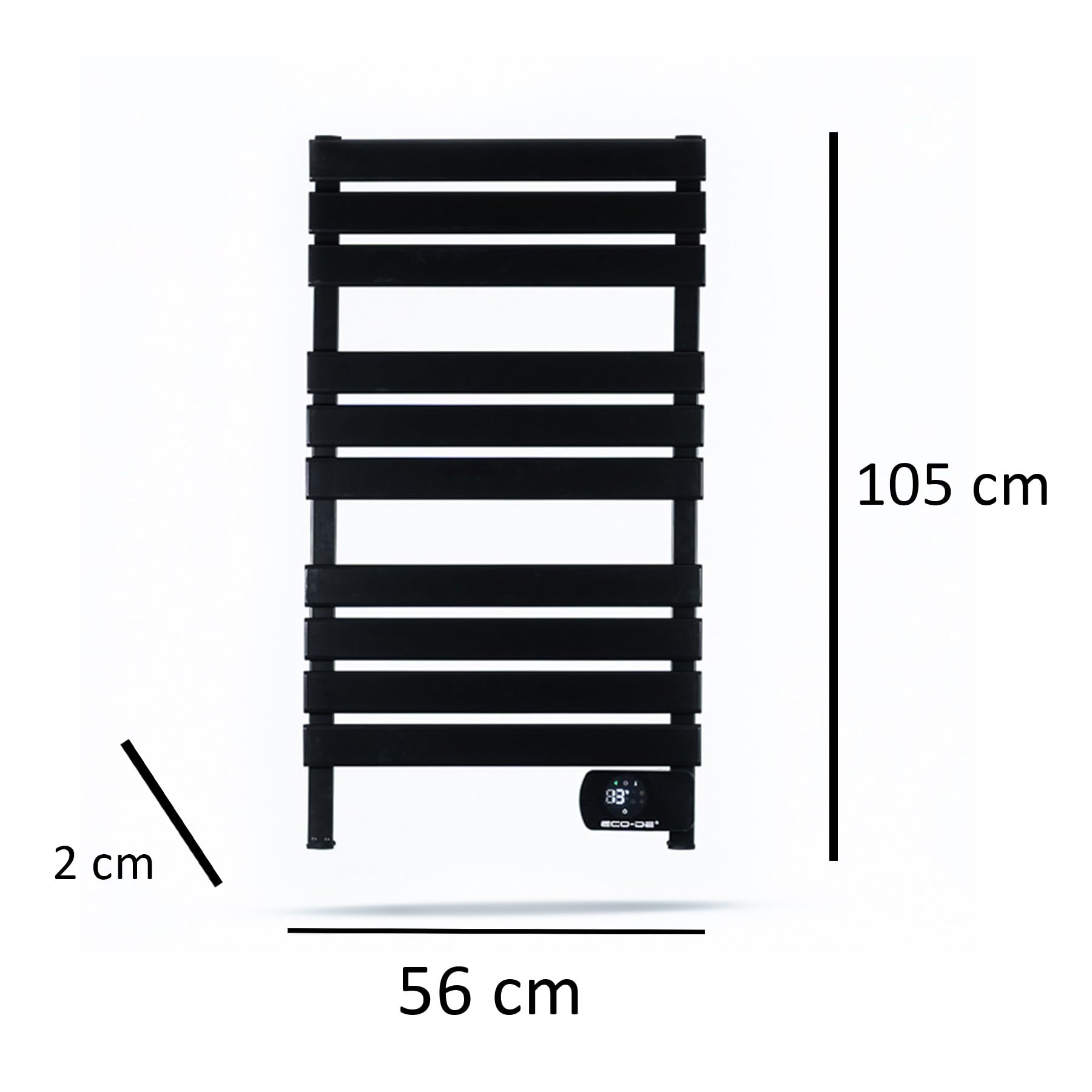 ECO-DE Ecode - Portasciugamani elettrico con gambe, programmazione 24/7, radiatore a secco, 500 W IP24, ""Towel Heat"", WiFi, controllo app tuia, schermo a LED. 105 x 56 x 2 cm. ECO-701N (nero)