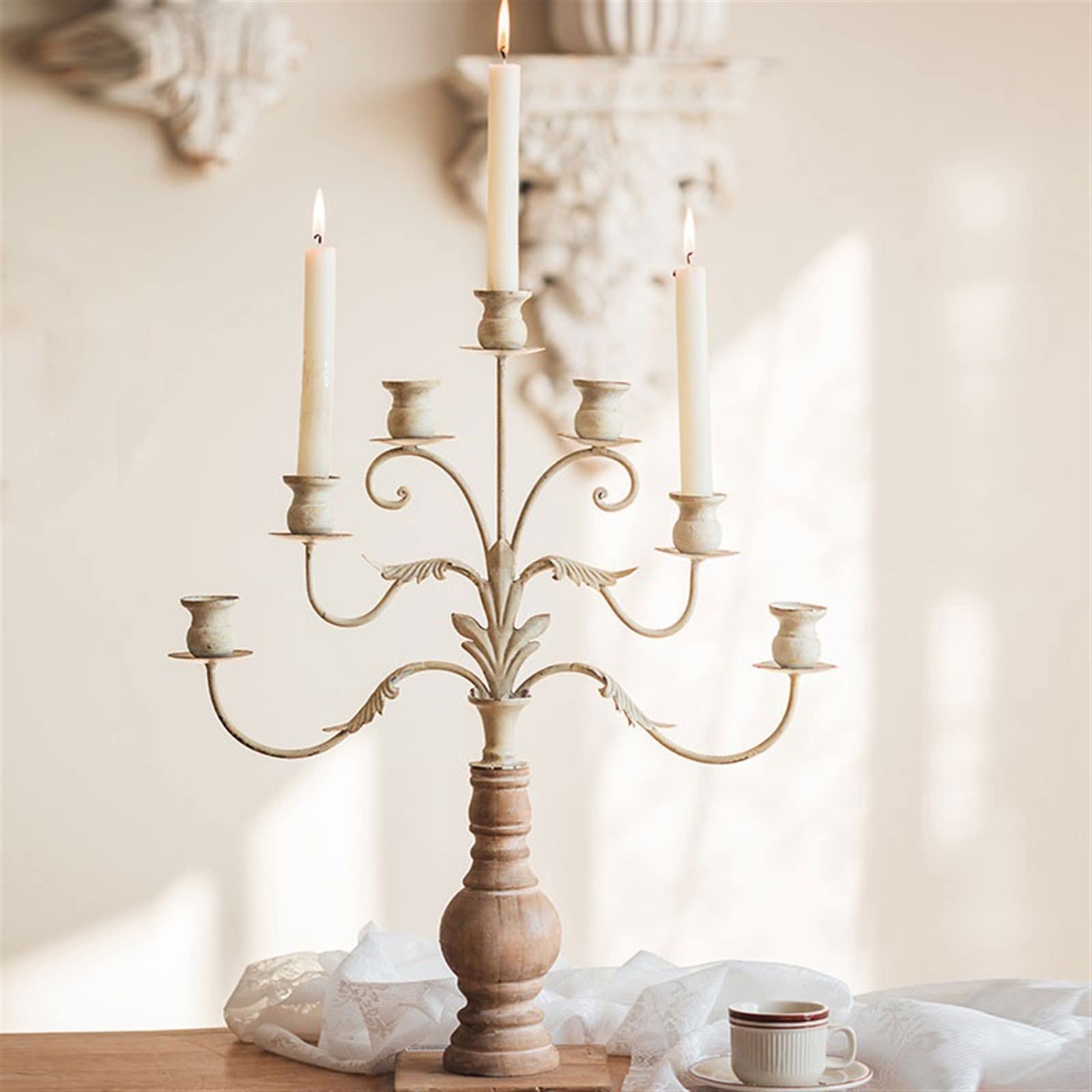 Portavelas Candelero Cena a la luz de Las Velas Candelabro 7 Hoyos Decoración