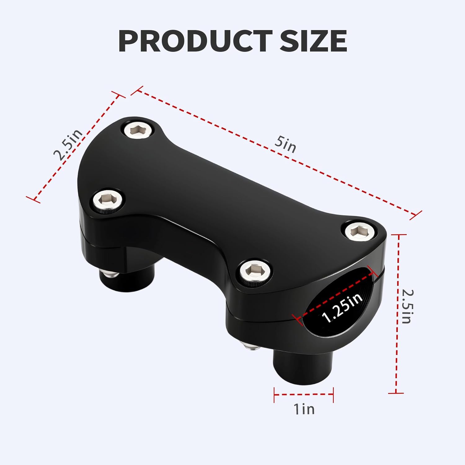 Black 1-1/4" inch Handlebar Riser/Top Clamp Kit for Harley Touring Softail Dyna Sportster, (2"Tall ；for 1.25" Handlebar)