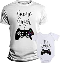 Couple T-Shirt and Bodysuit Newborn Funny Father Son Gamer Game Over Winner Gift Idea T-shirt Dad