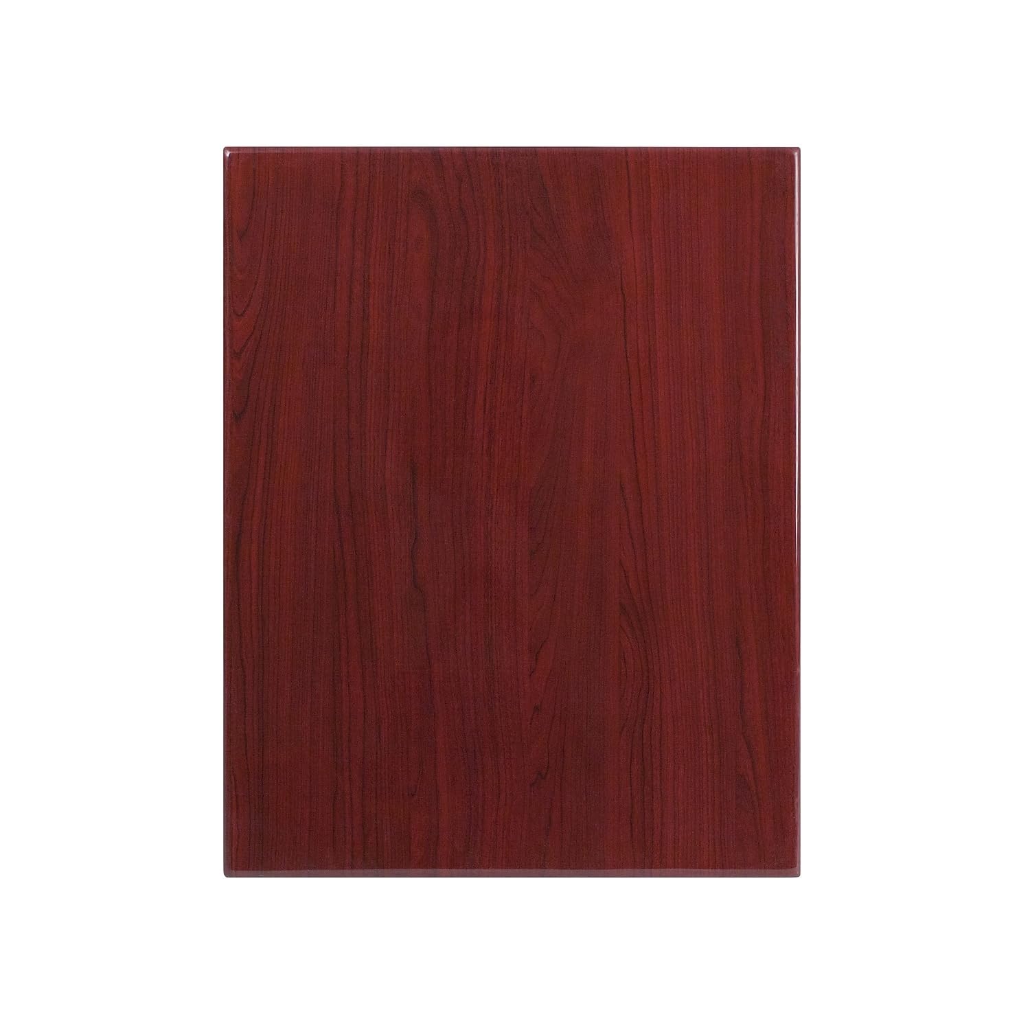 Flash Furniture Glenbrook 24" x 3" Rectangular High-Gloss Mahogany Resin Table Top with 2" Thick Dropped Edge,Commercial Restaurant Style Table Top 