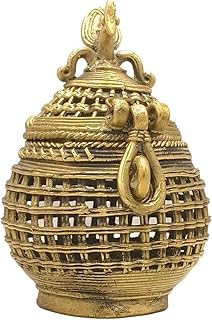 Handcrafted Dhokra Metal Art Round Decorative Box | Small | Traditional ...