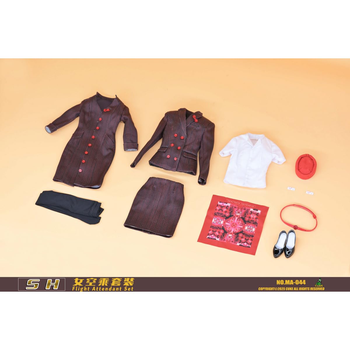 HiPlay CUKE Toys SH Flugbegleiter-Set Puppenkleider Zubehör Passend für 1/6 Maßstab 12-Zoll-Figur