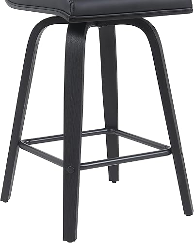 Miniatura 81 de Armen Living Vienna - Taburete giratorio de 26 pulgadas de altura de mostrador de piel sintética gris y madera de nogal Piel sintética