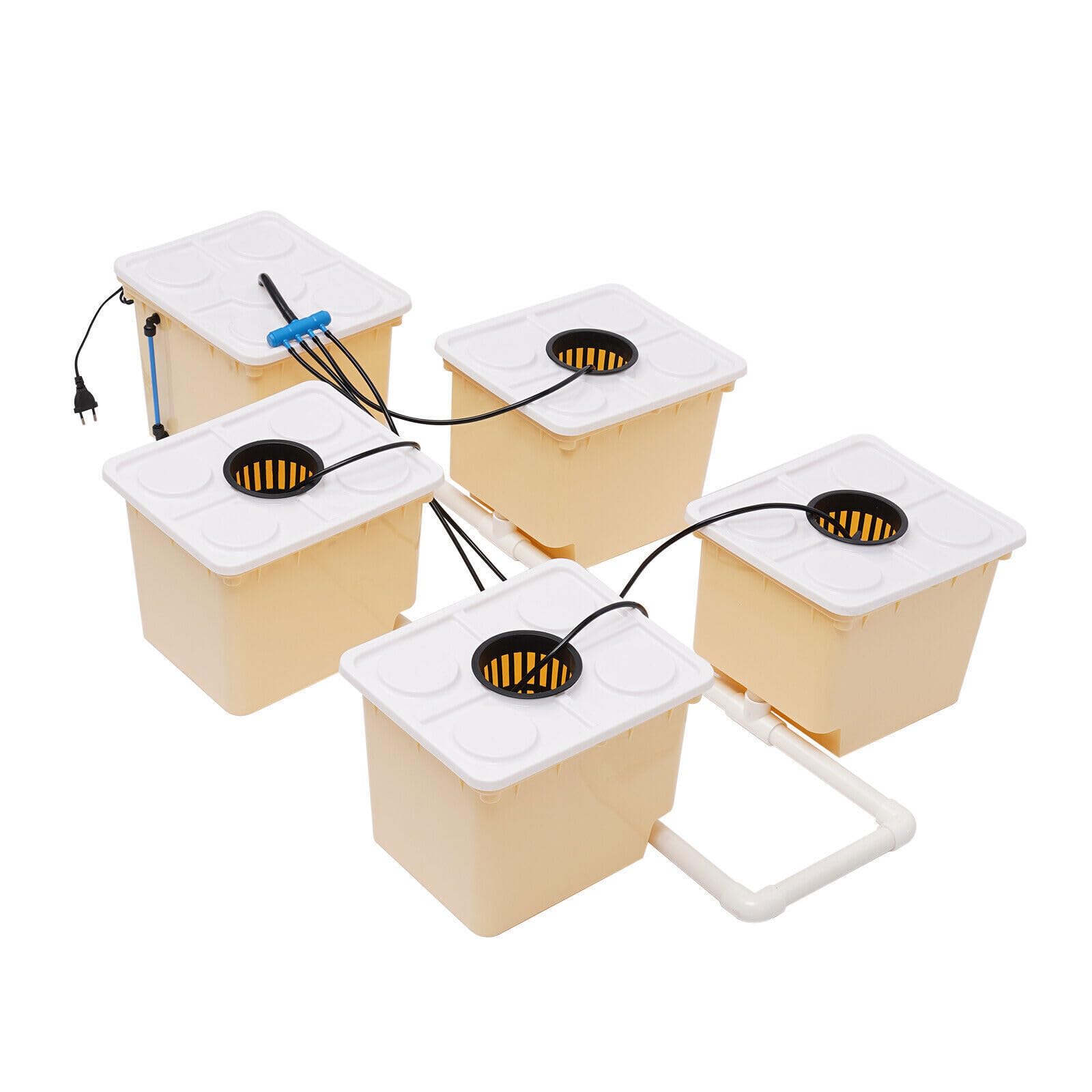 de Cultivo hidropónico de 11 L, Materiales PP y, Kit de Cultivo hidropónico para jardín Interior, Kit de Cultivo hidropónico con 5 Cubos, Bomba de Agua