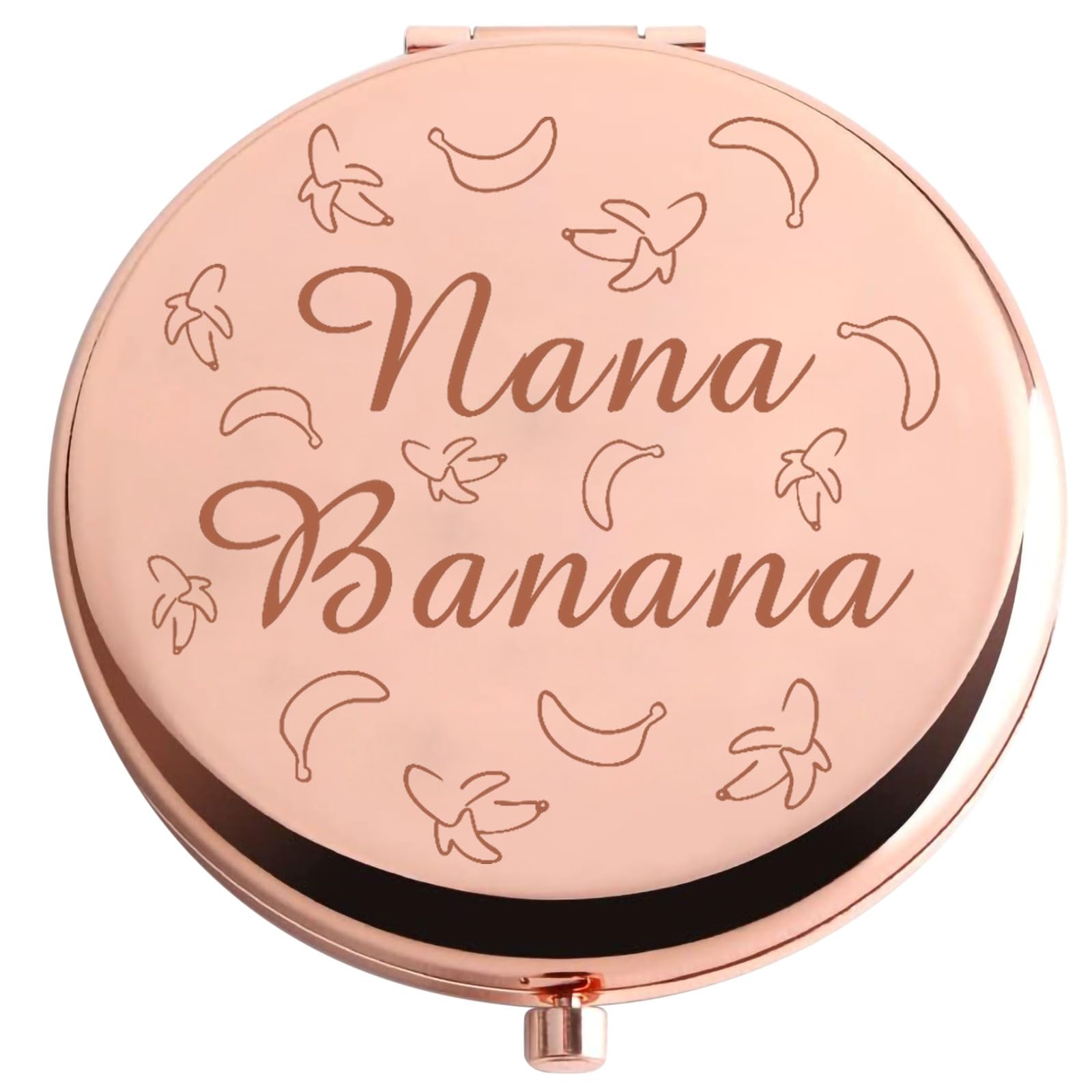 AKTAP Grandma Pocket Mirror Nana Banana Compact Makeup Mirror Nana Birthday Gift Banana Mirror (Nana Banana Compact Mirror)