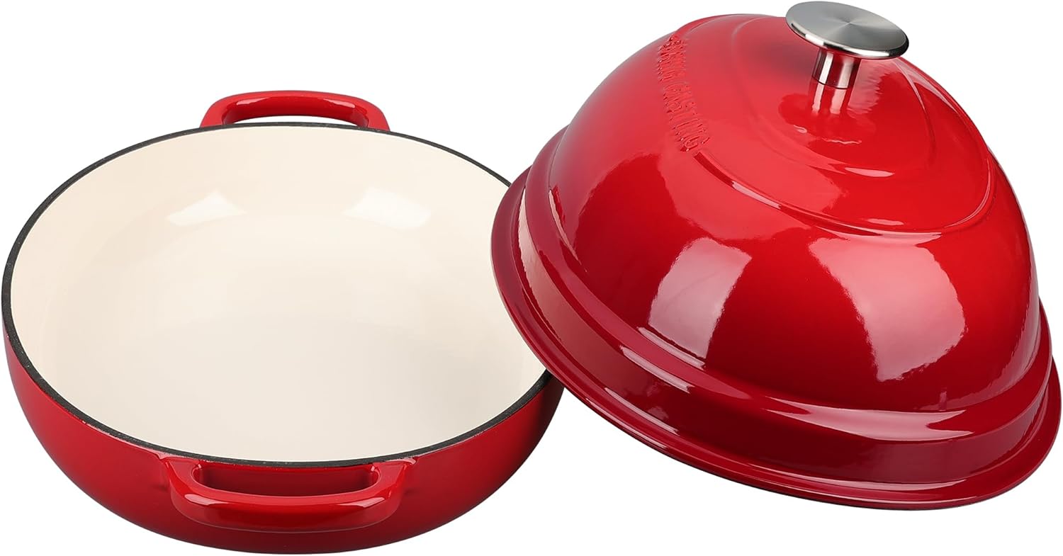 Enameled Oval Cast Iron Dutch Oven Pot with Lid, Bread Dutch Oven for Sourdough Bread Baking, Dutch Oven Bread, Bread Oven, 6QT, Red - Image 5
