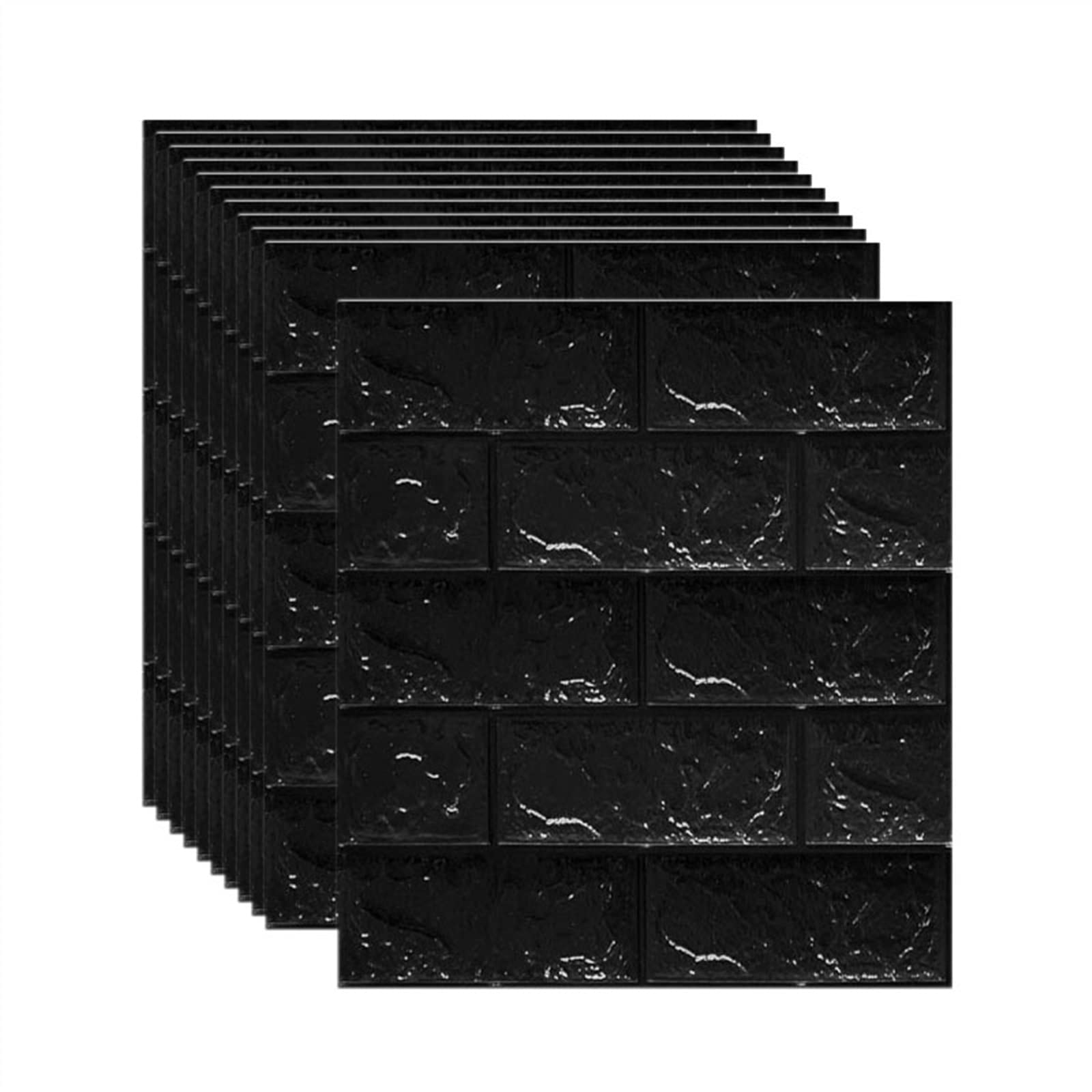 wall Panels， 3D Wall Panels for Interior Decor 20pcs Peel and Stick Self Adhesive Wallpaper Living Room Bedroom(Black,7mm [35x38cm])