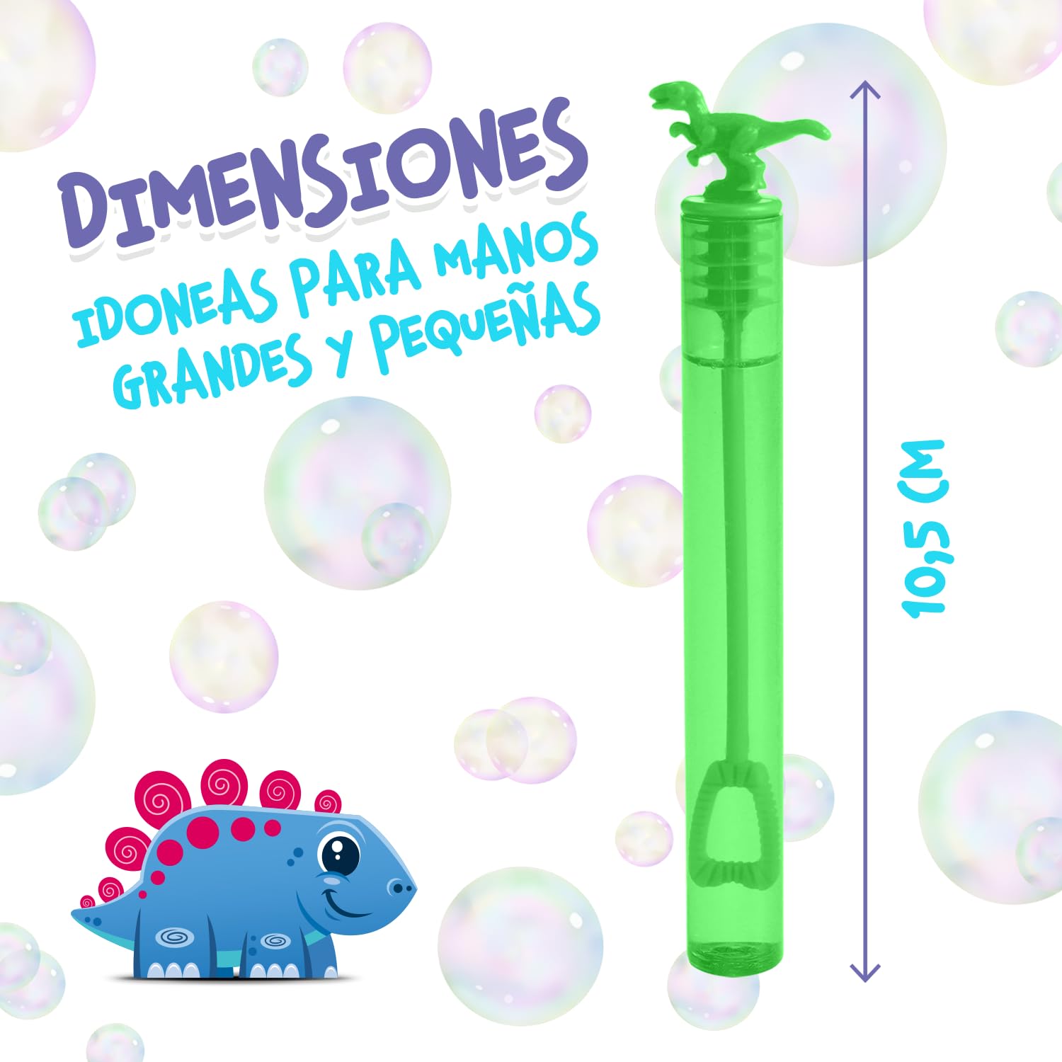 Magicat Dino - Juego de 20 pompas de jabón con diseño de Dinosaurio, en 6 Colores, para cumpleaños Infantiles, Bodas, Halloween, Mini Burbujas de Juguete como obsequio para niños — view 5