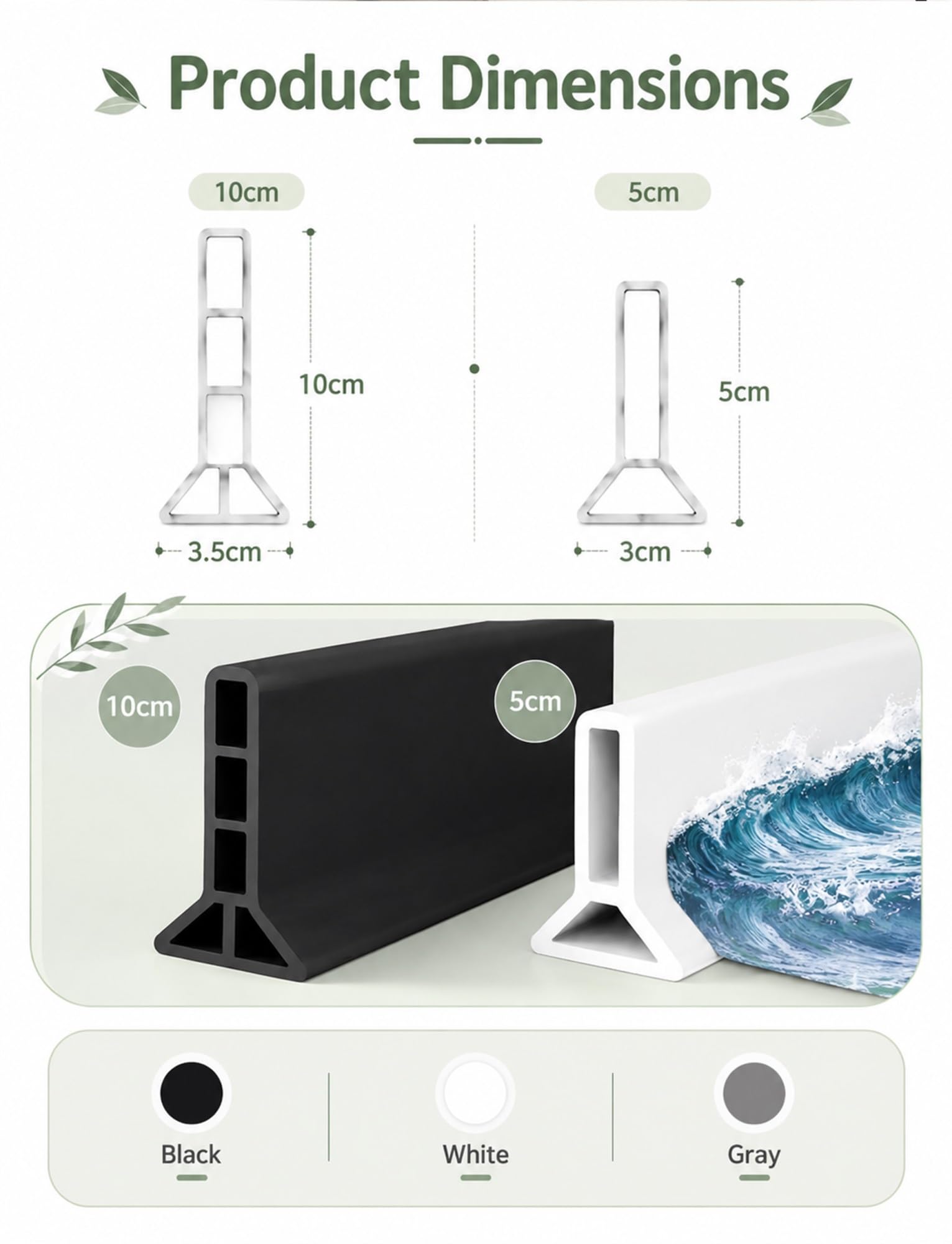 Generico Striscia Silicone autoadesiva diga Acqua Doccia Pavimento Ambienti umidi(Gray,10 CM_500 CM/196.85 in)
