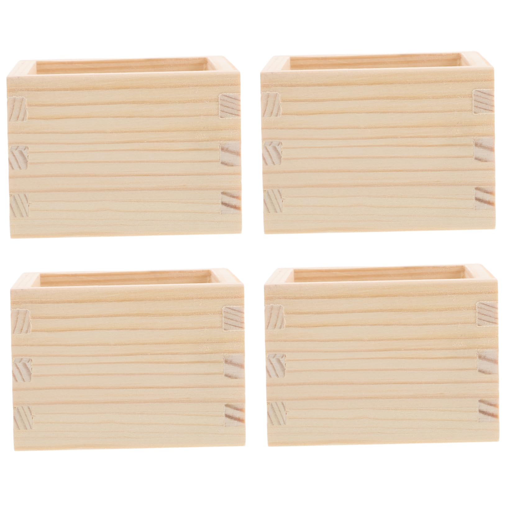 KICHOUSE Traditional Japanese Sake Cup Storage Box 4 Pack Wooden Sake Cup Holder for Sushi for Family Gatherings