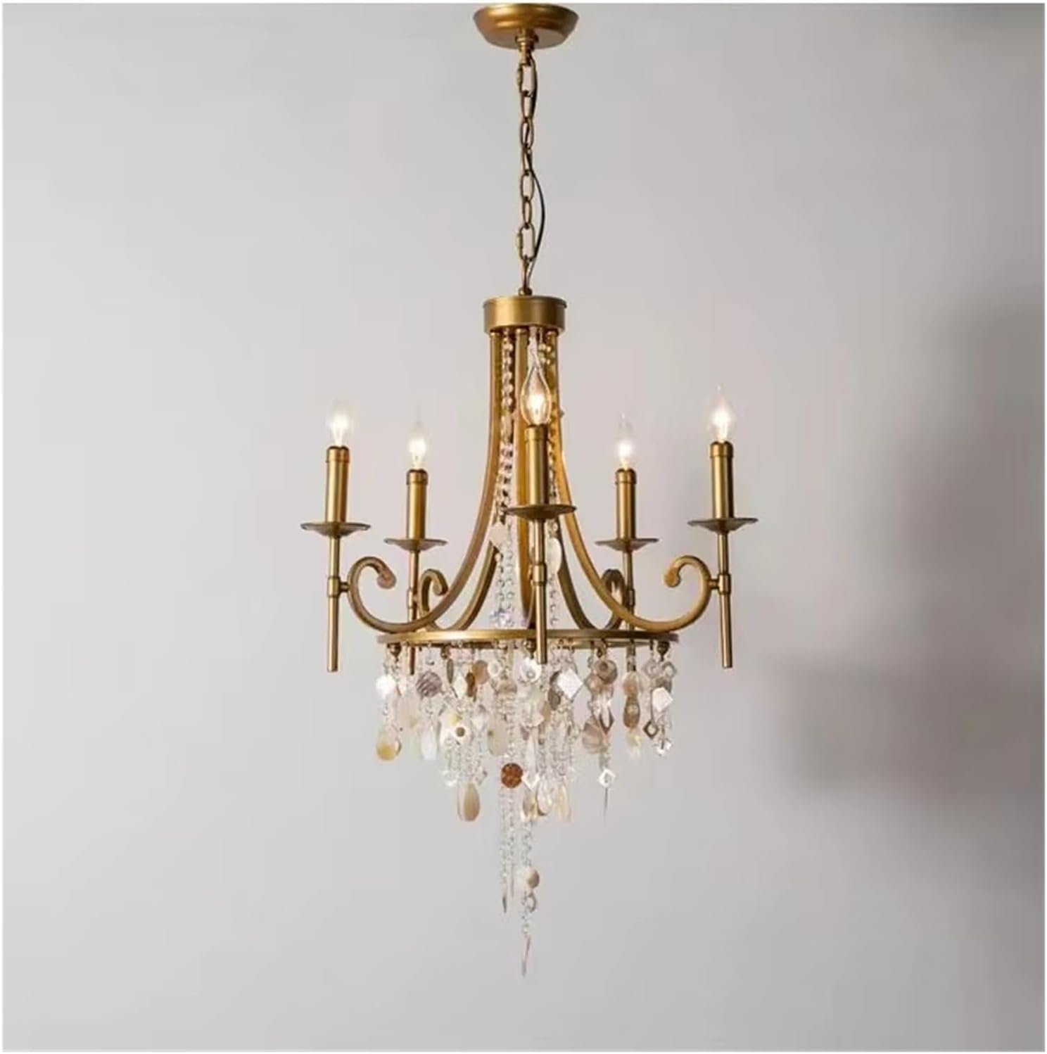 Abinlina Gold American Crystal Pendant Lamp - Retro Chandelier For Villa Living Room, Stairs, And Restaurants - 55Cm Diameter, 71Cm Height(,Warm White)