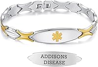 Vista 18 de LinnaLove Pulseras de alerta médica personalizadas para mujer, pulseras médicas de emergencia de acero inoxidable con grabado gratuito (7.5)