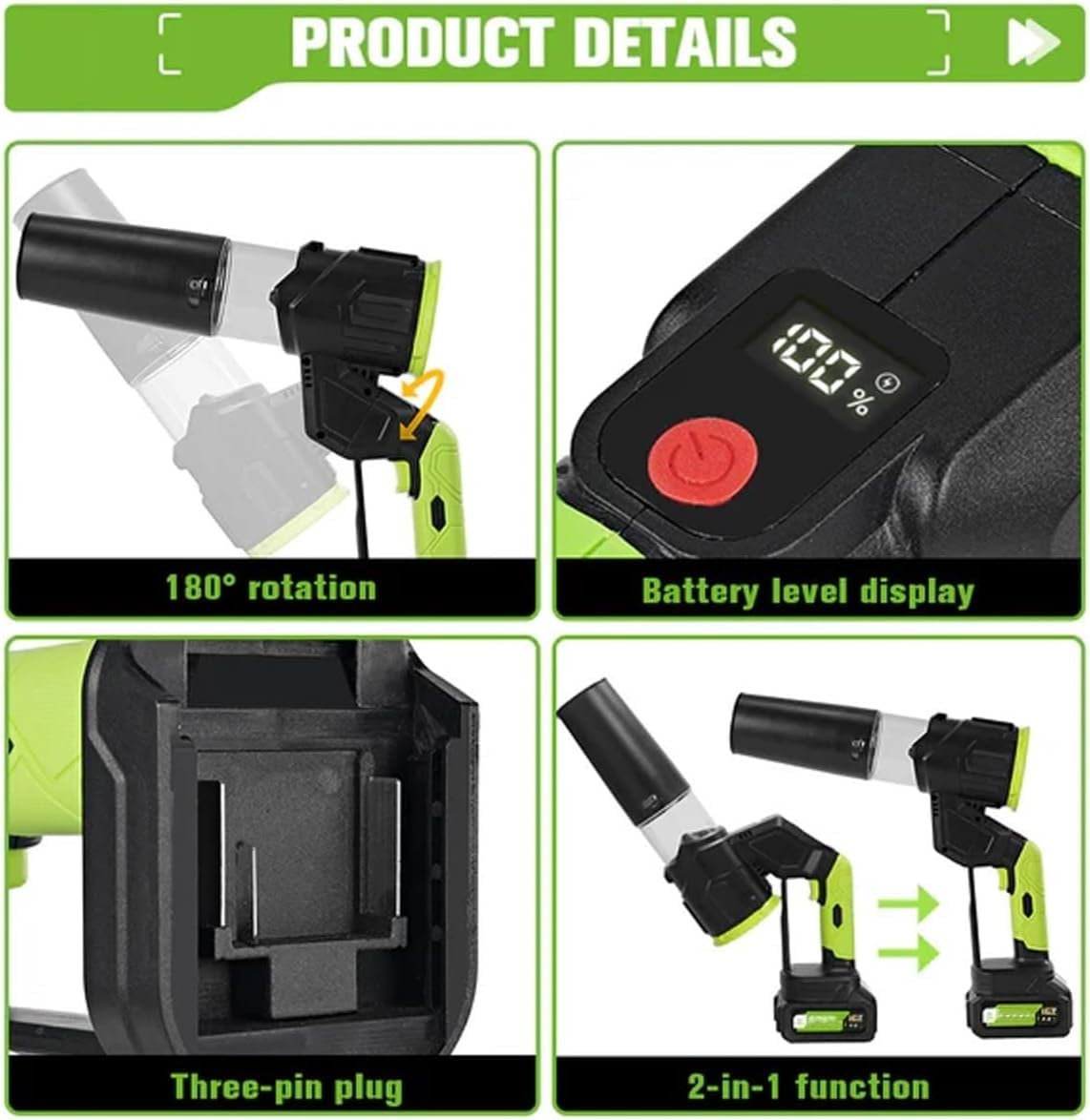 Soffiatore per foglie senza fili, leggero, alimentato a batteria, con 2 modalità di velocità per patio, cura del prato, soffiaggio di foglie, polvere e rimozione della neve