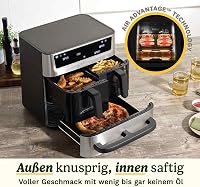 Friteuză cu aer cald și cuptor Cuisinart Tri Zone 13,6 L, fără PFAS, 3 zone (2 coșuri de 4,3 L, 1 sertar de 5 L), 9 în 1, friteuză, grătar, pizza, oțel inoxidabil 5