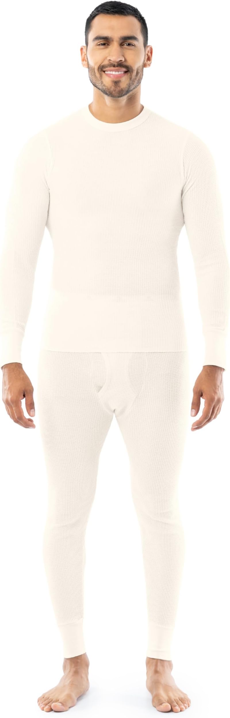 Men's Traditional Waffle Thermal Underwear Long Johns Crew Top and Pant Set